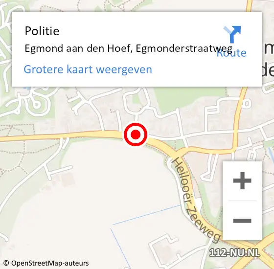 Locatie op kaart van de 112 melding: Politie Egmond aan den Hoef, Egmonderstraatweg op 21 augustus 2015 12:53