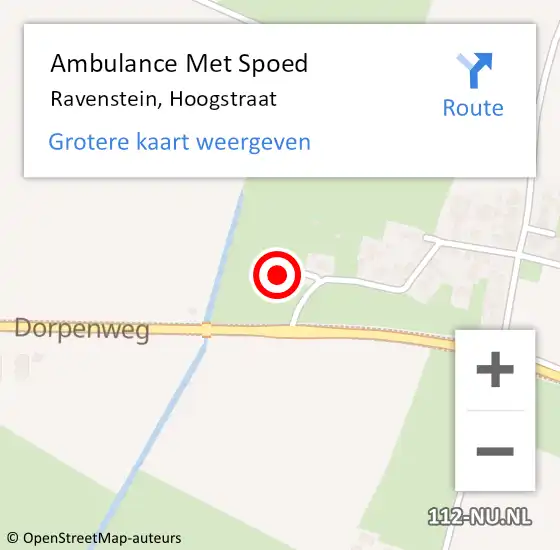 Locatie op kaart van de 112 melding: Ambulance Met Spoed Naar Ravenstein, Hoogstraat op 21 augustus 2015 13:17