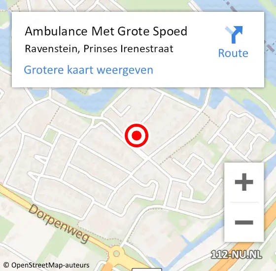 Locatie op kaart van de 112 melding: Ambulance Met Grote Spoed Naar Ravenstein, Prinses Irenestraat op 21 augustus 2015 13:23