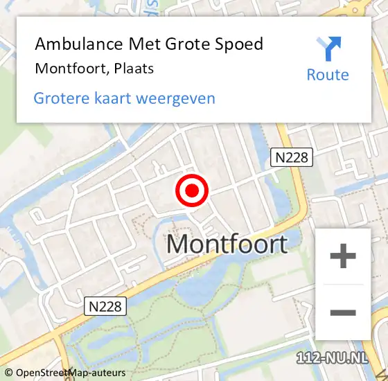 Locatie op kaart van de 112 melding: Ambulance Met Grote Spoed Naar Montfoort, Plaats op 21 augustus 2015 14:28