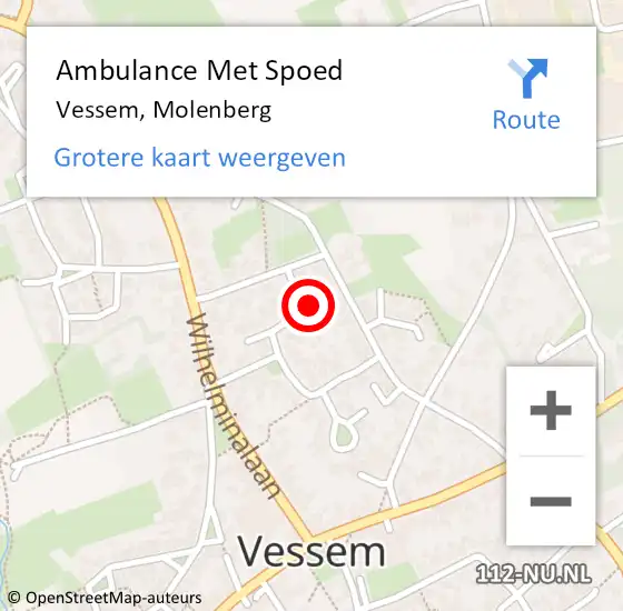 Locatie op kaart van de 112 melding: Ambulance Met Spoed Naar Vessem, Molenberg op 21 augustus 2015 15:23