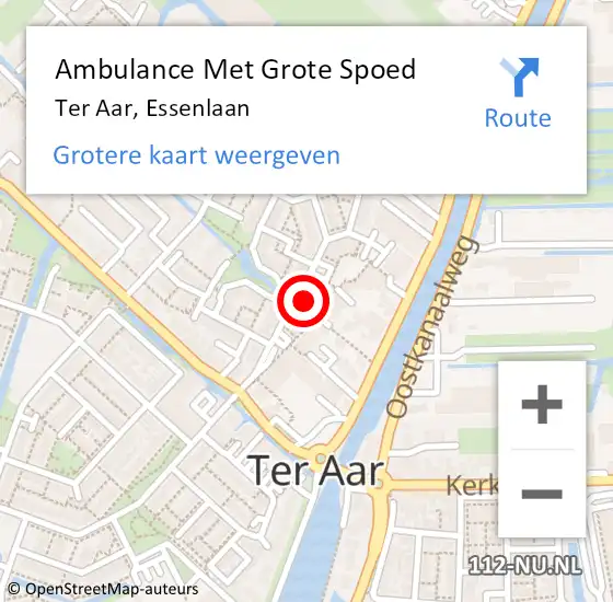 Locatie op kaart van de 112 melding: Ambulance Met Grote Spoed Naar Ter Aar, Essenlaan op 21 augustus 2015 15:40