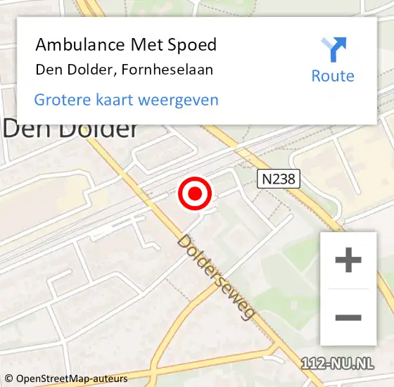 Locatie op kaart van de 112 melding: Ambulance Met Spoed Naar Den Dolder, Fornheselaan op 21 augustus 2015 16:14