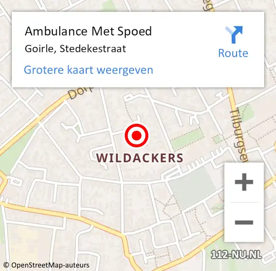 Locatie op kaart van de 112 melding: Ambulance Met Spoed Naar Goirle, Stedekestraat op 21 augustus 2015 16:19