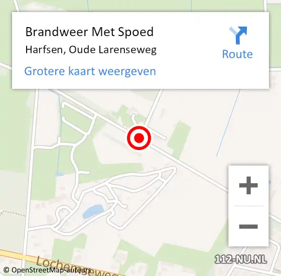 Locatie op kaart van de 112 melding: Brandweer Met Spoed Naar Harfsen, Oude Larenseweg op 21 augustus 2015 16:20