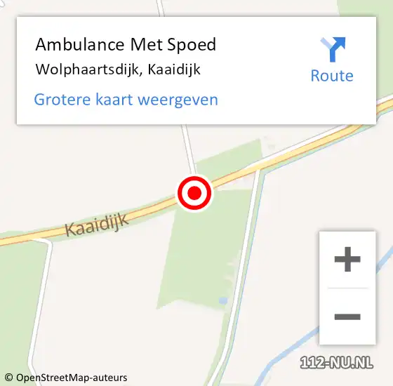 Locatie op kaart van de 112 melding: Ambulance Met Spoed Naar Wolphaartsdijk, Kaaidijk op 21 augustus 2015 16:31