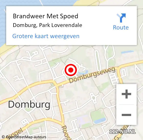 Locatie op kaart van de 112 melding: Brandweer Met Spoed Naar Domburg, Park Loverendale op 21 augustus 2015 17:43