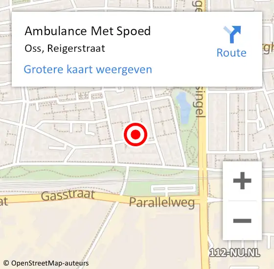 Locatie op kaart van de 112 melding: Ambulance Met Spoed Naar Oss, Reigerstraat op 21 augustus 2015 17:54