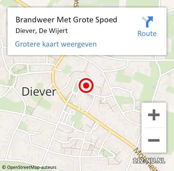 Locatie op kaart van de 112 melding: Brandweer Met Grote Spoed Naar Diever, De Wijert op 21 augustus 2015 19:16