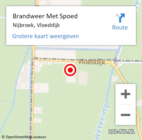 Locatie op kaart van de 112 melding: Brandweer Met Spoed Naar Nijbroek, Vloeddijk op 21 augustus 2015 19:33