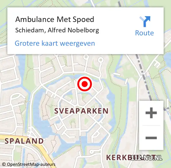 Locatie op kaart van de 112 melding: Ambulance Met Spoed Naar Schiedam, Alfred Nobelborg op 21 augustus 2015 19:41