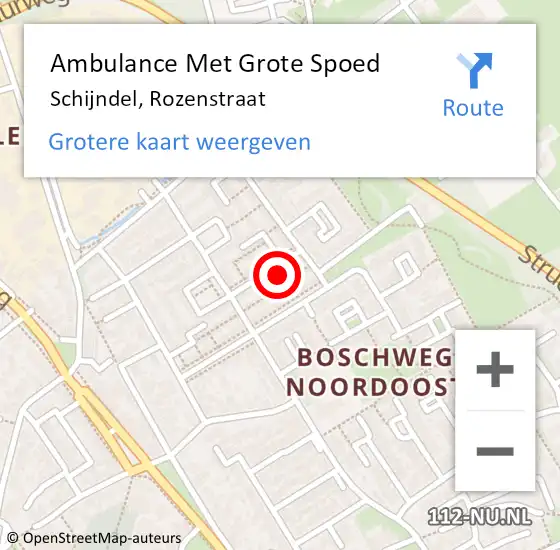 Locatie op kaart van de 112 melding: Ambulance Met Grote Spoed Naar Schijndel, Rozenstraat op 21 augustus 2015 19:42