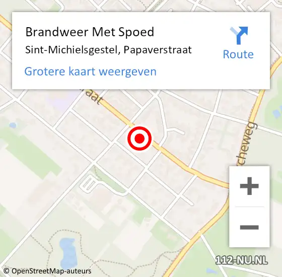 Locatie op kaart van de 112 melding: Brandweer Met Spoed Naar Sint-Michielsgestel, Papaverstraat op 21 augustus 2015 19:58