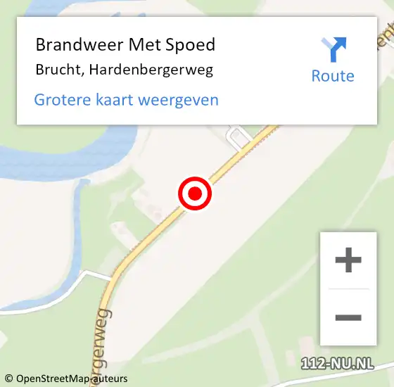 Locatie op kaart van de 112 melding: Brandweer Met Spoed Naar Brucht, Hardenbergerweg op 21 augustus 2015 20:00