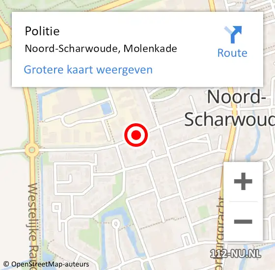 Locatie op kaart van de 112 melding: Politie Noord-Scharwoude, Molenkade op 21 augustus 2015 20:03