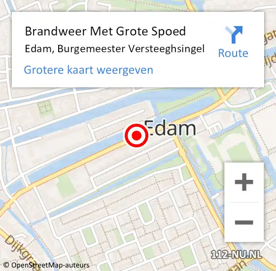 Locatie op kaart van de 112 melding: Brandweer Met Grote Spoed Naar Edam, Burgemeester Versteeghsingel op 21 augustus 2015 20:27