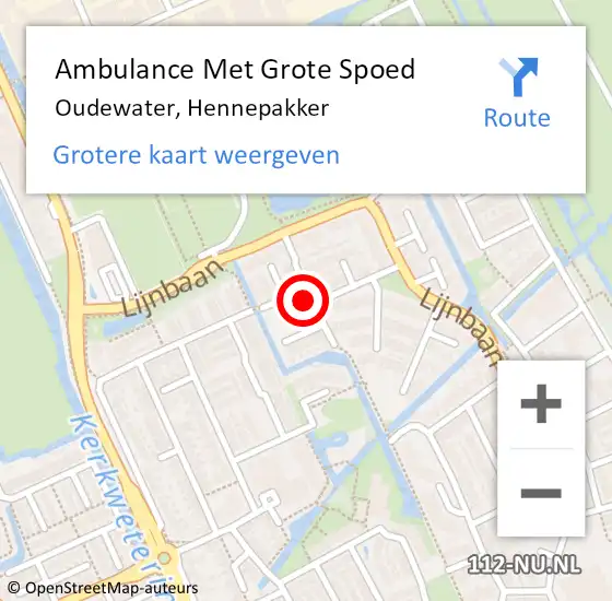 Locatie op kaart van de 112 melding: Ambulance Met Grote Spoed Naar Oudewater, Hennepakker op 21 augustus 2015 21:29