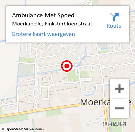 Locatie op kaart van de 112 melding: Ambulance Met Spoed Naar Moerkapelle, Pinksterbloemstraat op 21 augustus 2015 23:56