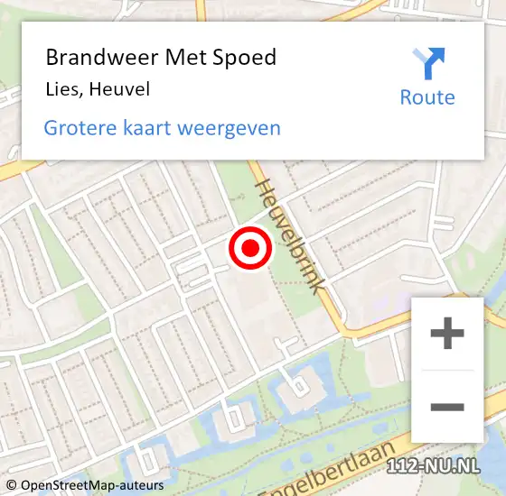 Locatie op kaart van de 112 melding: Brandweer Met Spoed Naar Lies, Heuvel op 22 augustus 2015 00:32