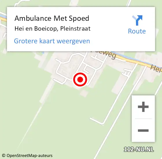 Locatie op kaart van de 112 melding: Ambulance Met Spoed Naar Hei en Boeicop, Pleinstraat op 22 augustus 2015 04:30