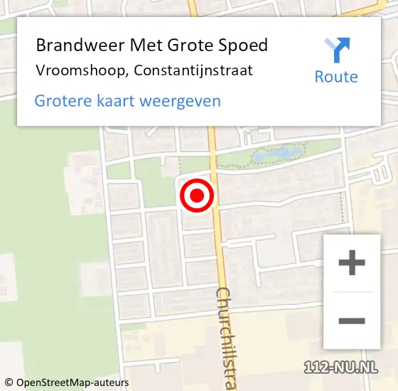 Locatie op kaart van de 112 melding: Brandweer Met Grote Spoed Naar Vroomshoop, Constantijnstraat op 22 augustus 2015 04:52