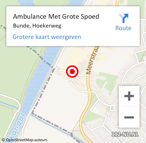 Locatie op kaart van de 112 melding: Ambulance Met Grote Spoed Naar Bunde, Hoekerweg op 18 november 2013 09:09