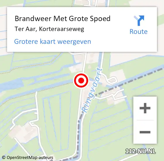 Locatie op kaart van de 112 melding: Brandweer Met Grote Spoed Naar Ter Aar, Korteraarseweg op 22 augustus 2015 07:45