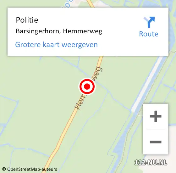 Locatie op kaart van de 112 melding: Politie Barsingerhorn, Hemmerweg op 22 augustus 2015 08:13