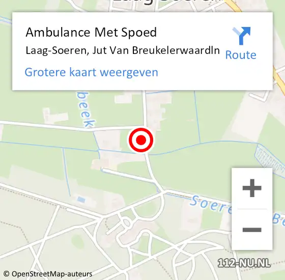 Locatie op kaart van de 112 melding: Ambulance Met Spoed Naar Laag-Soeren, Jut Van Breukelerwaardln op 22 augustus 2015 08:51