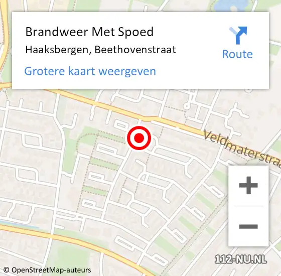 Locatie op kaart van de 112 melding: Brandweer Met Spoed Naar Haaksbergen, Beethovenstraat op 22 augustus 2015 08:53