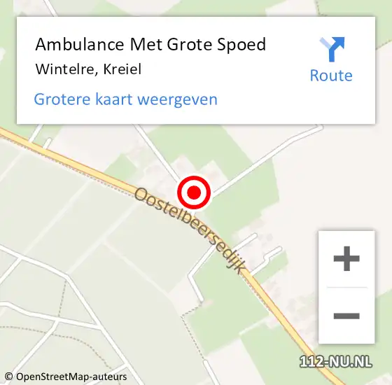 Locatie op kaart van de 112 melding: Ambulance Met Grote Spoed Naar Wintelre, Kreiel op 22 augustus 2015 09:43