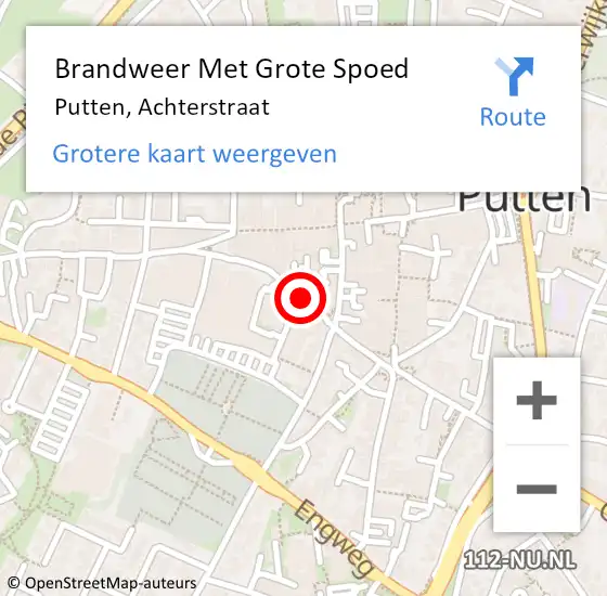 Locatie op kaart van de 112 melding: Brandweer Met Grote Spoed Naar Putten, Achterstraat op 22 augustus 2015 11:28