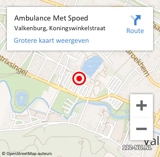 Locatie op kaart van de 112 melding: Ambulance Met Spoed Naar Valkenburg, Koningswinkelstraat op 22 augustus 2015 11:48