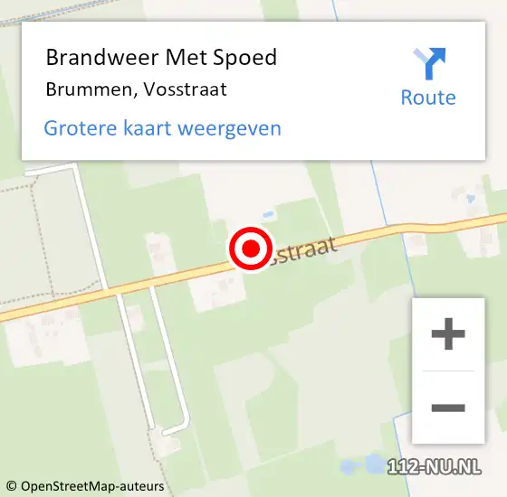 Locatie op kaart van de 112 melding: Brandweer Met Spoed Naar Brummen, Vosstraat op 22 augustus 2015 13:01