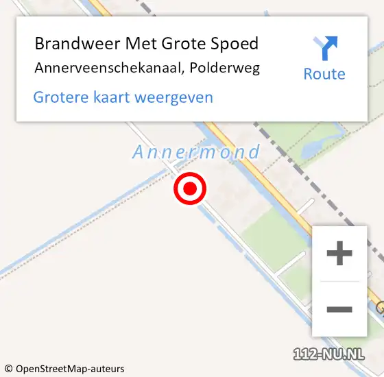 Locatie op kaart van de 112 melding: Brandweer Met Grote Spoed Naar Annerveenschekanaal, Polderweg op 22 augustus 2015 13:55