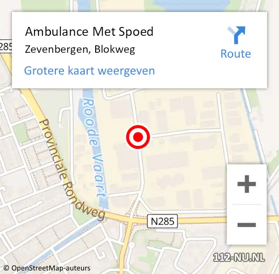 Locatie op kaart van de 112 melding: Ambulance Met Spoed Naar Zevenbergen, Blokweg op 22 augustus 2015 14:13