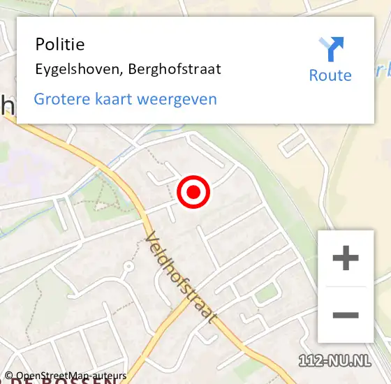 Locatie op kaart van de 112 melding: Politie Eygelshoven, Berghofstraat op 22 augustus 2015 14:22