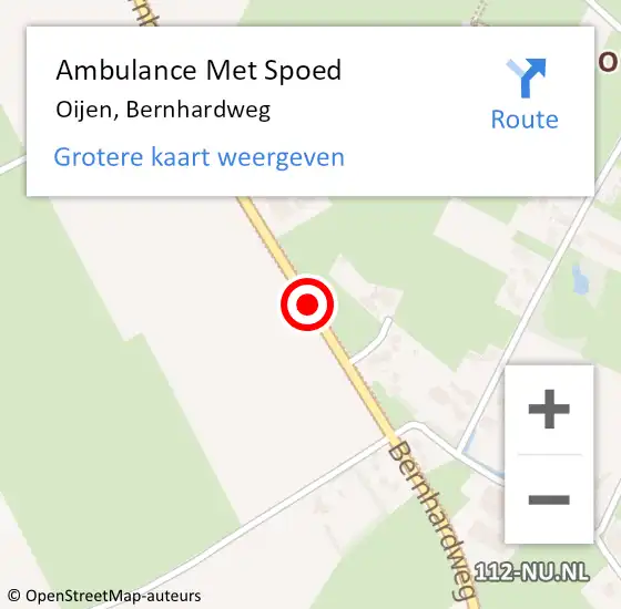 Locatie op kaart van de 112 melding: Ambulance Met Spoed Naar Oijen, Bernhardweg op 22 augustus 2015 14:32