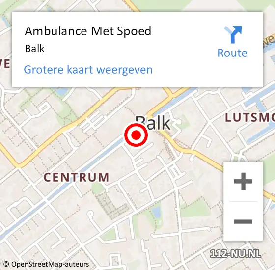 Locatie op kaart van de 112 melding: Ambulance Met Spoed Naar Balk op 22 augustus 2015 15:06