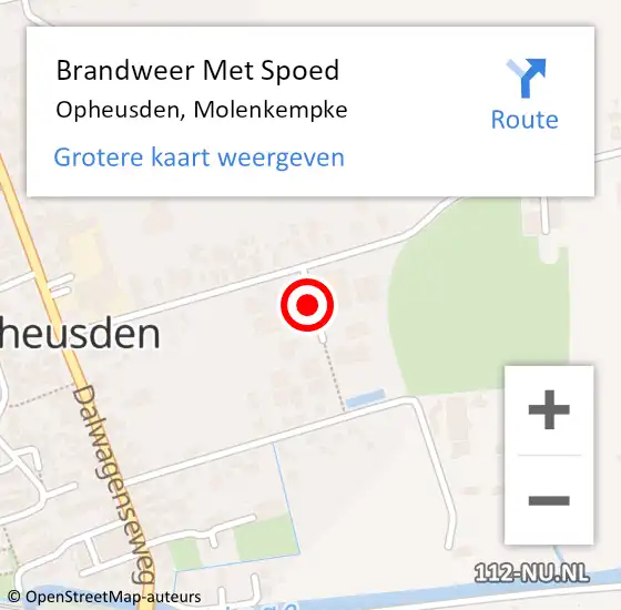 Locatie op kaart van de 112 melding: Brandweer Met Spoed Naar Opheusden, Molenkempke op 22 augustus 2015 15:19