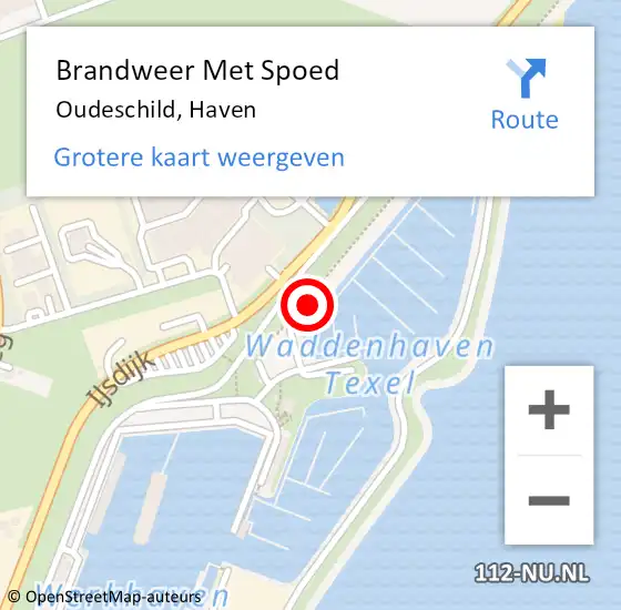 Locatie op kaart van de 112 melding: Brandweer Met Spoed Naar Oudeschild, Haven op 22 augustus 2015 15:36