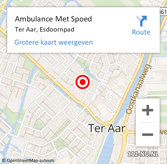 Locatie op kaart van de 112 melding: Ambulance Met Spoed Naar Ter Aar, Esdoornpad op 22 augustus 2015 16:21