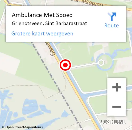 Locatie op kaart van de 112 melding: Ambulance Met Spoed Naar Griendtsveen, Sint Barbarastraat op 22 augustus 2015 16:38