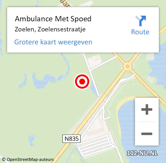 Locatie op kaart van de 112 melding: Ambulance Met Spoed Naar Zoelen, Zoelensestraatje op 22 augustus 2015 18:21