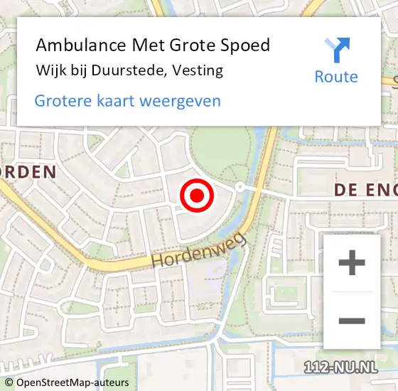 Locatie op kaart van de 112 melding: Ambulance Met Grote Spoed Naar Wijk bij Duurstede, Vesting op 22 augustus 2015 18:55