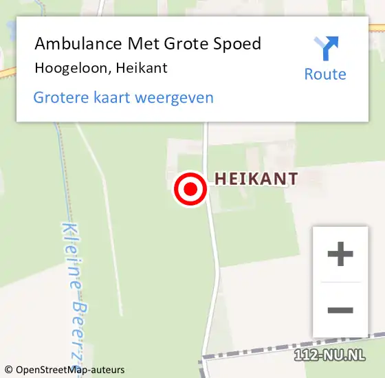 Locatie op kaart van de 112 melding: Ambulance Met Grote Spoed Naar Hoogeloon, Heikant op 22 augustus 2015 19:26