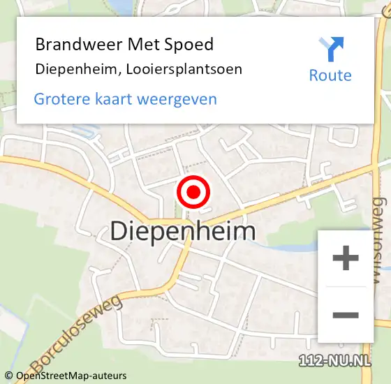 Locatie op kaart van de 112 melding: Brandweer Met Spoed Naar Diepenheim, Looiersplantsoen op 22 augustus 2015 20:37