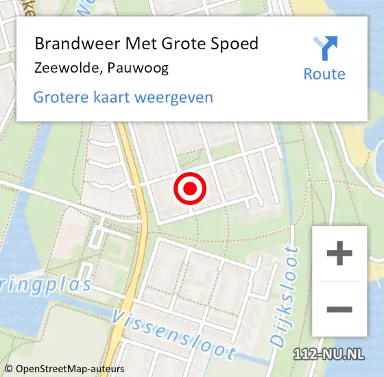 Locatie op kaart van de 112 melding: Brandweer Met Grote Spoed Naar Zeewolde, Pauwoog op 22 augustus 2015 20:58