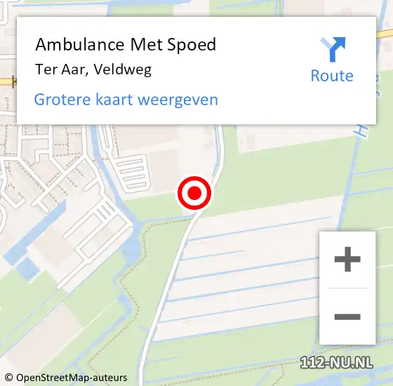 Locatie op kaart van de 112 melding: Ambulance Met Spoed Naar Ter Aar, Veldweg op 22 augustus 2015 20:59