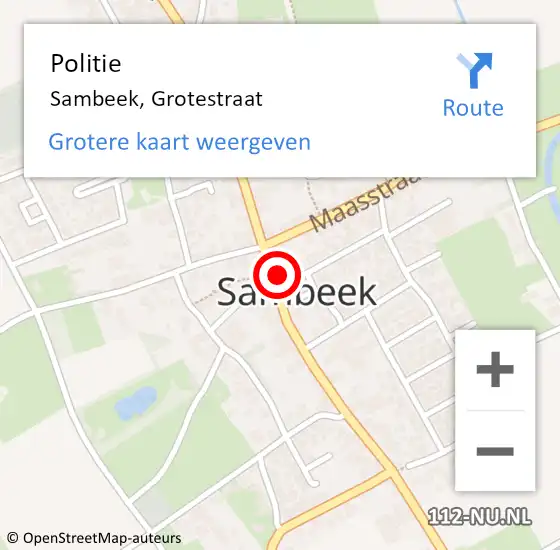 Locatie op kaart van de 112 melding: Politie Sambeek, Grotestraat op 22 augustus 2015 22:24